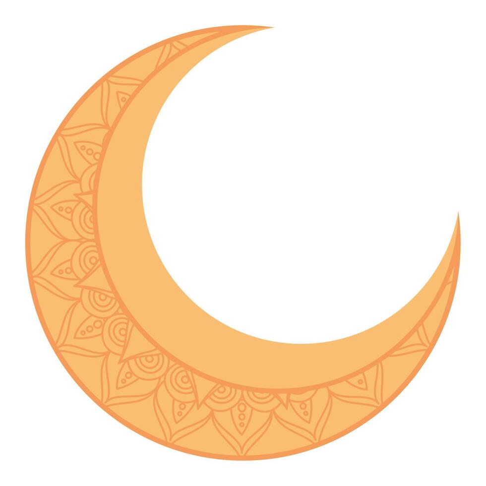 golden crescent moon muslim icon vector