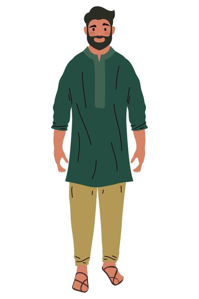 elegant indian man culture character vector