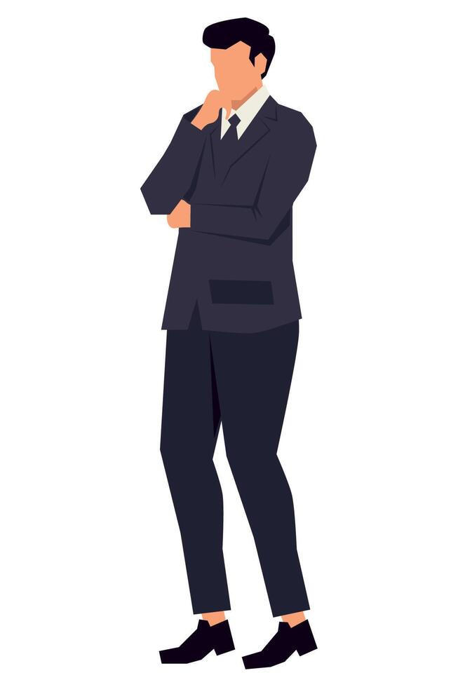 elegant businessman thinking position character vector