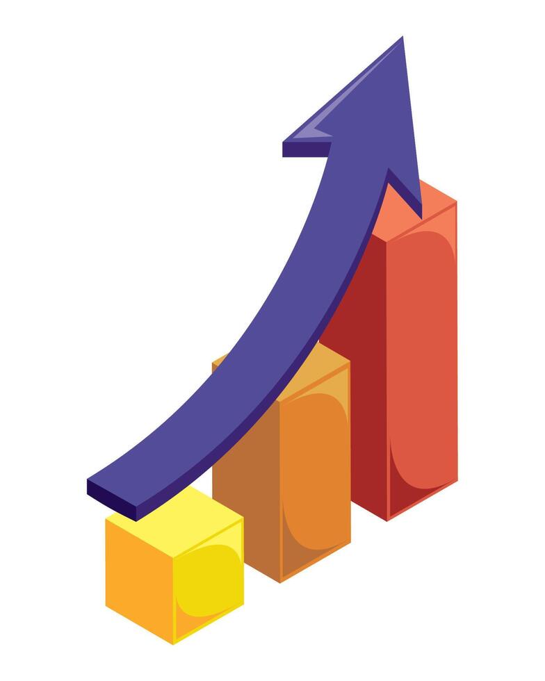 statistics bars with arrow icon vector