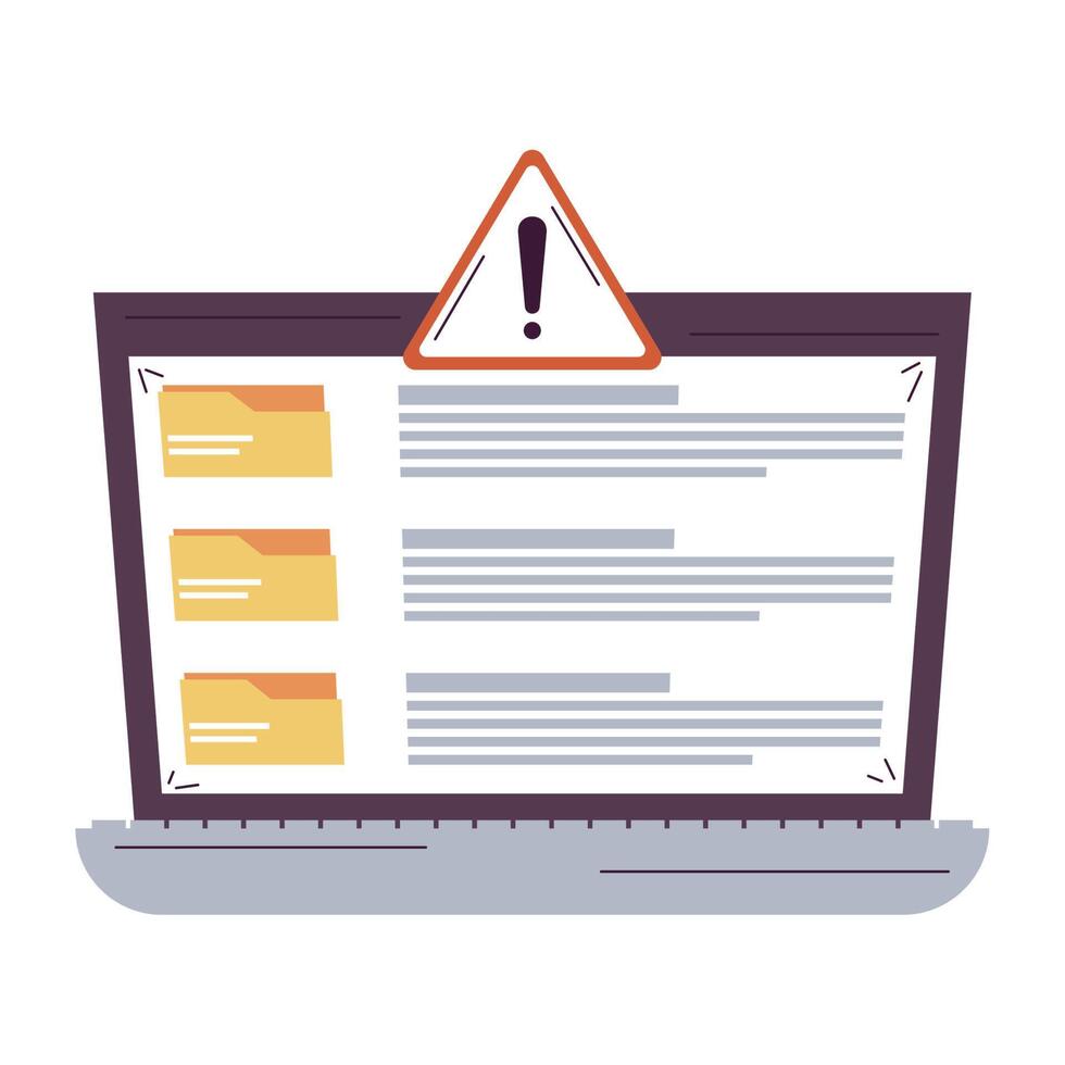 laptop with cyber fraud alert icon vector