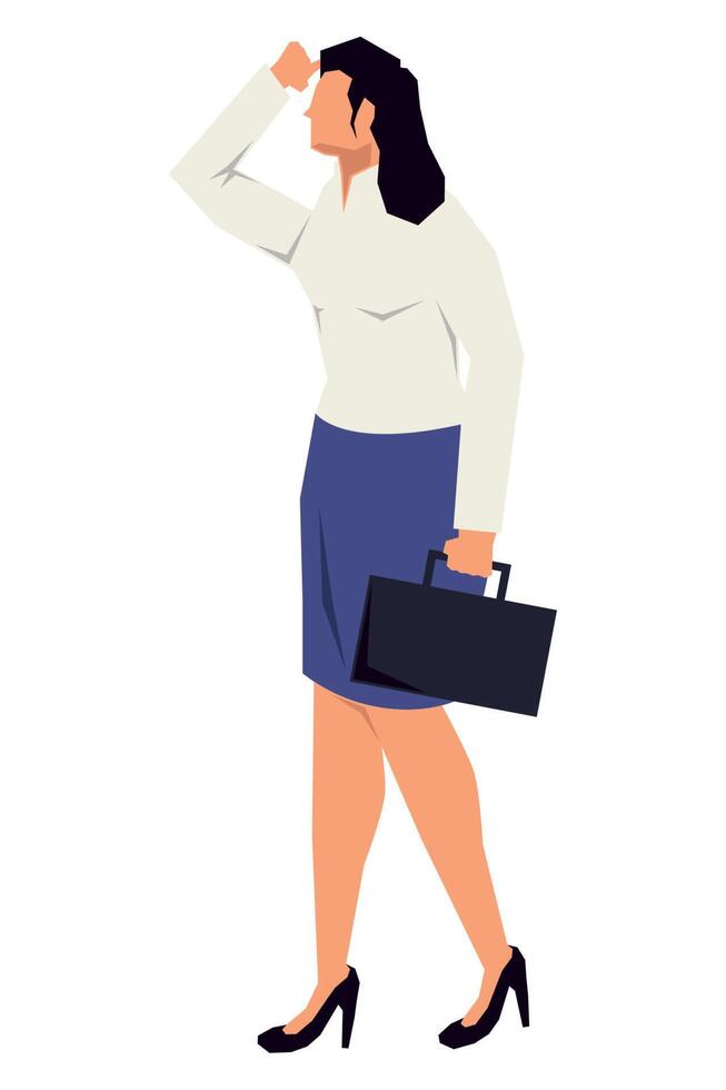 young businesswoman with portfolio character vector