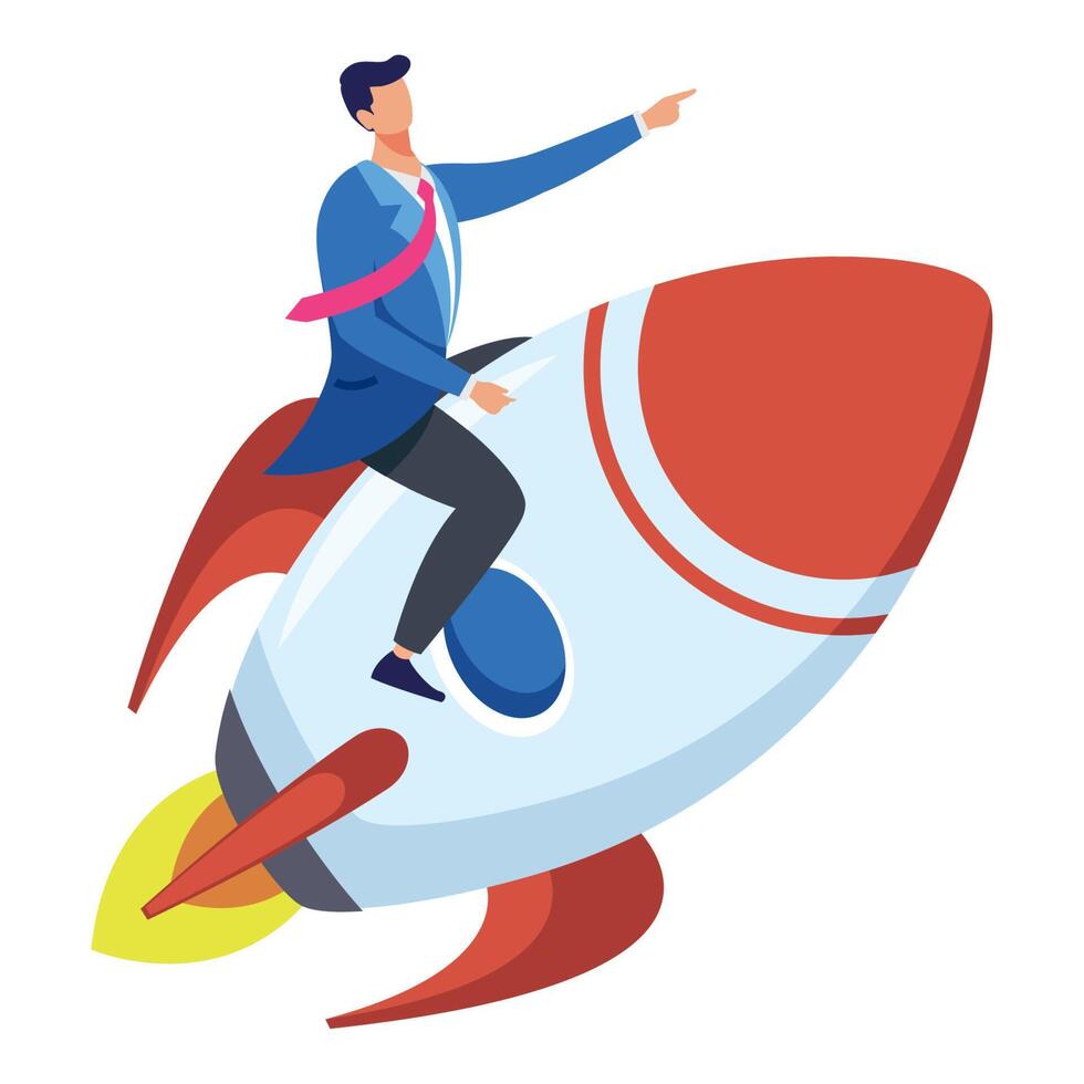 businessman in rocket start up icon vector