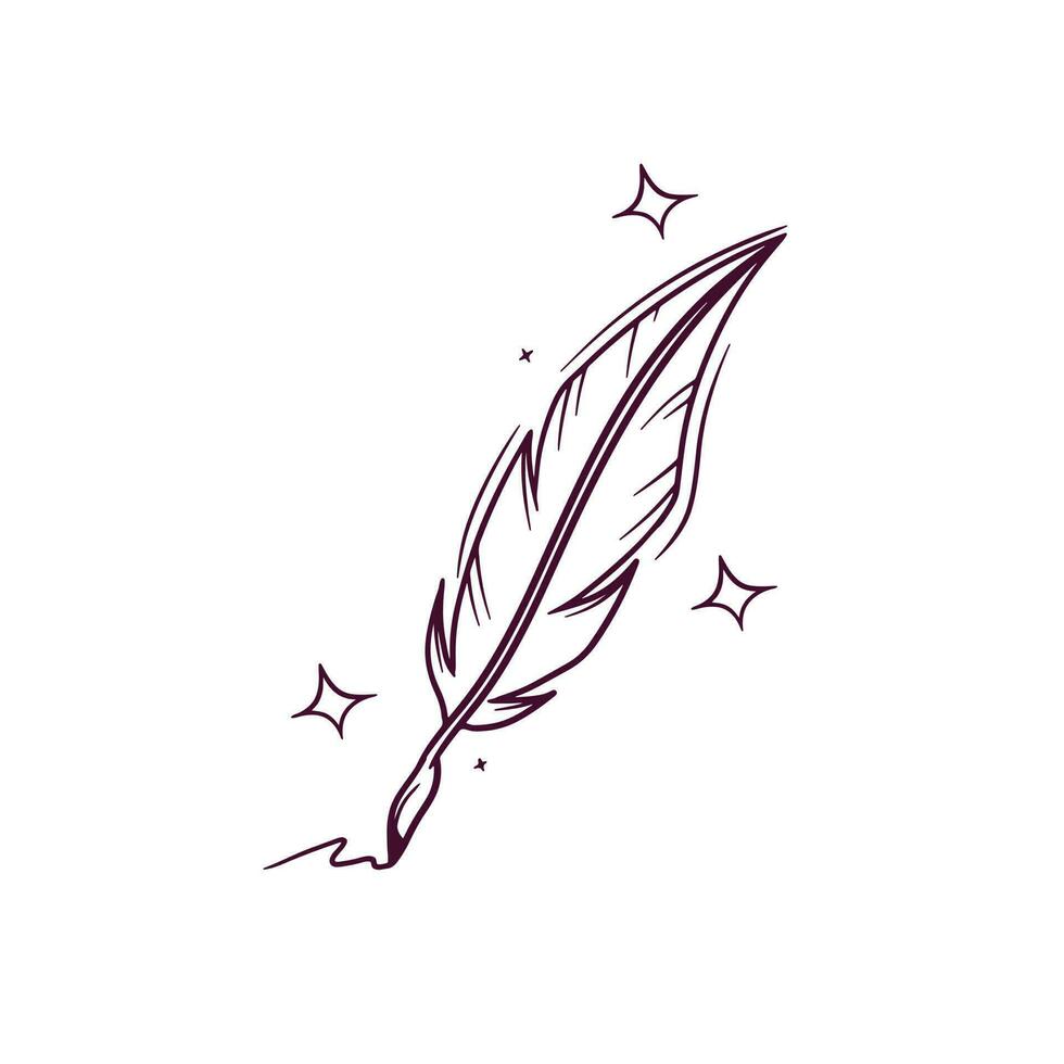 Hand Drawn Quill Pen. Doodle Vector Sketch Illustration