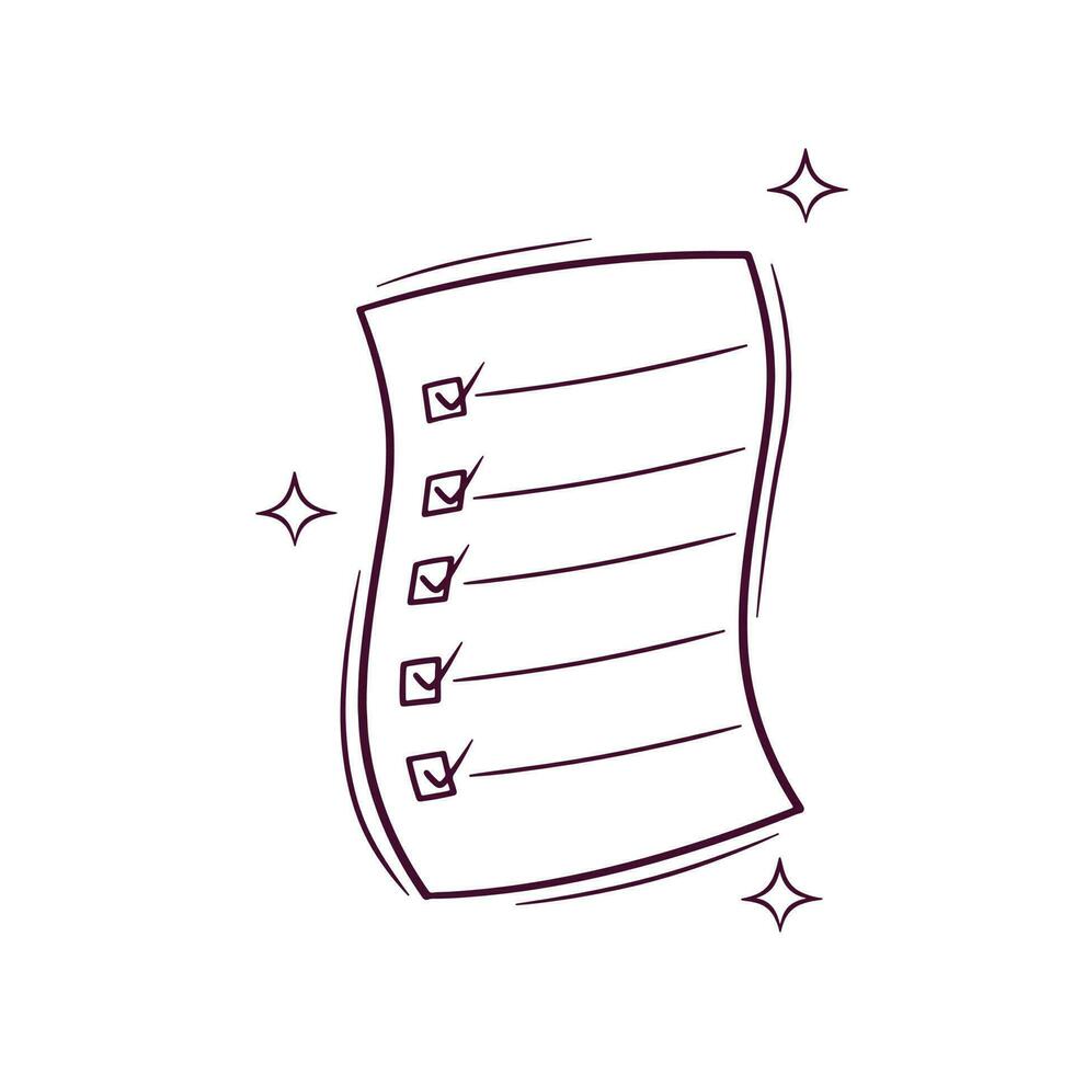Hand Drawn Checked Document. Doodle Vector Sketch Illustration