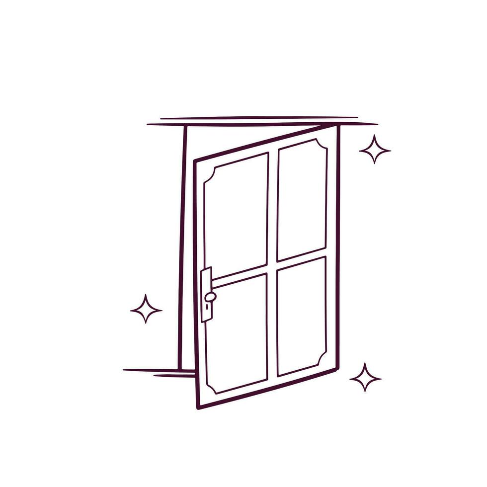 Hand Drawn Opened Door. Doodle Vector Sketch Illustration