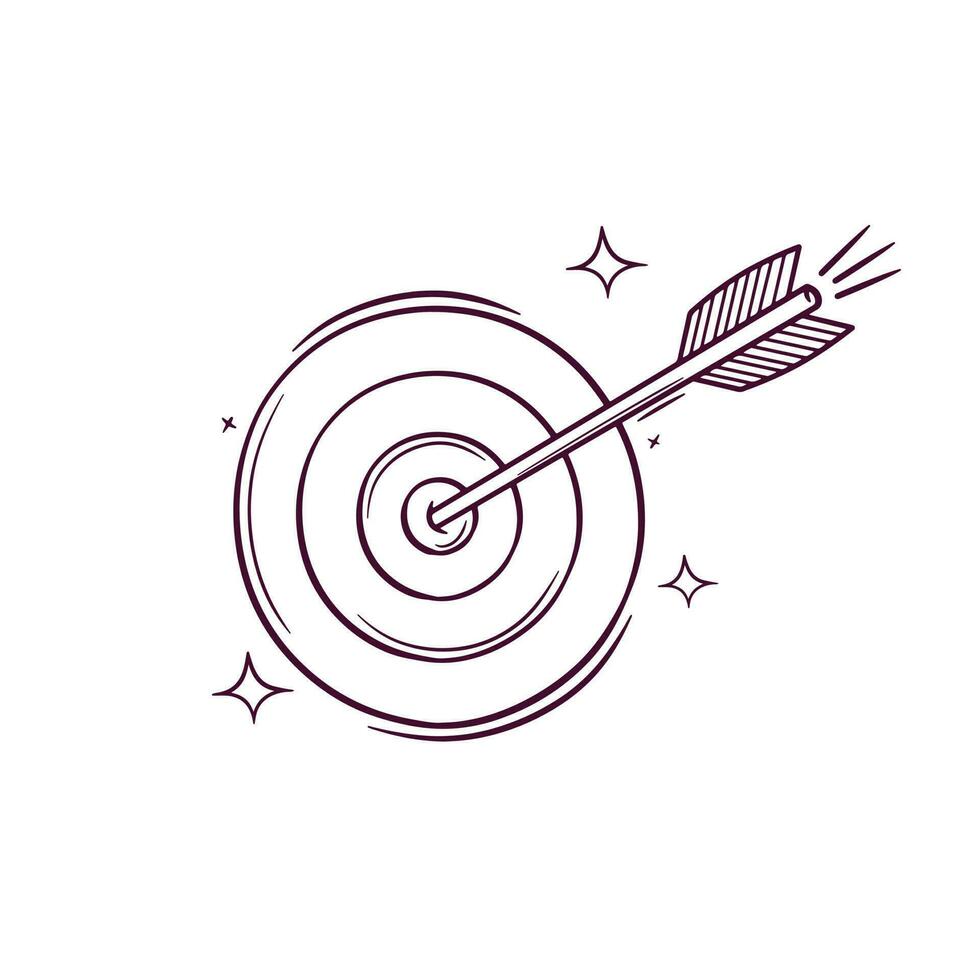 Hand Drawn Arrow Target. Doodle Vector Sketch Illustration