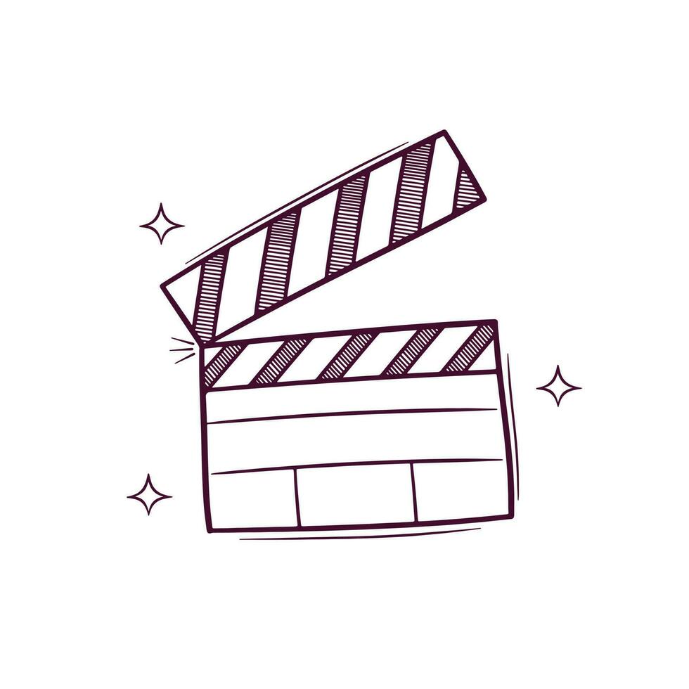 Hand Drawn Movie Clipboard. Doodle Vector Sketch Illustration