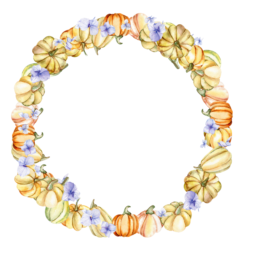 Fall wreath with pumpkins. png