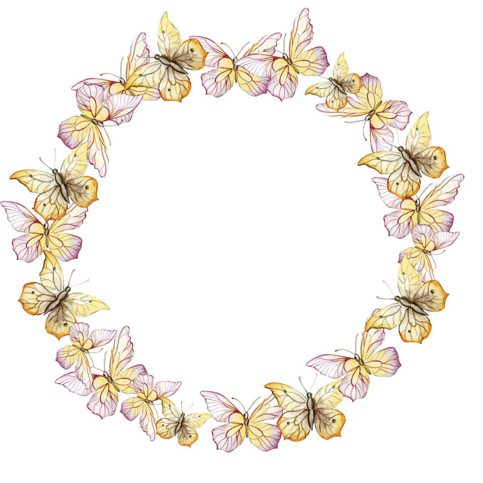 Spring butterfly wreath png