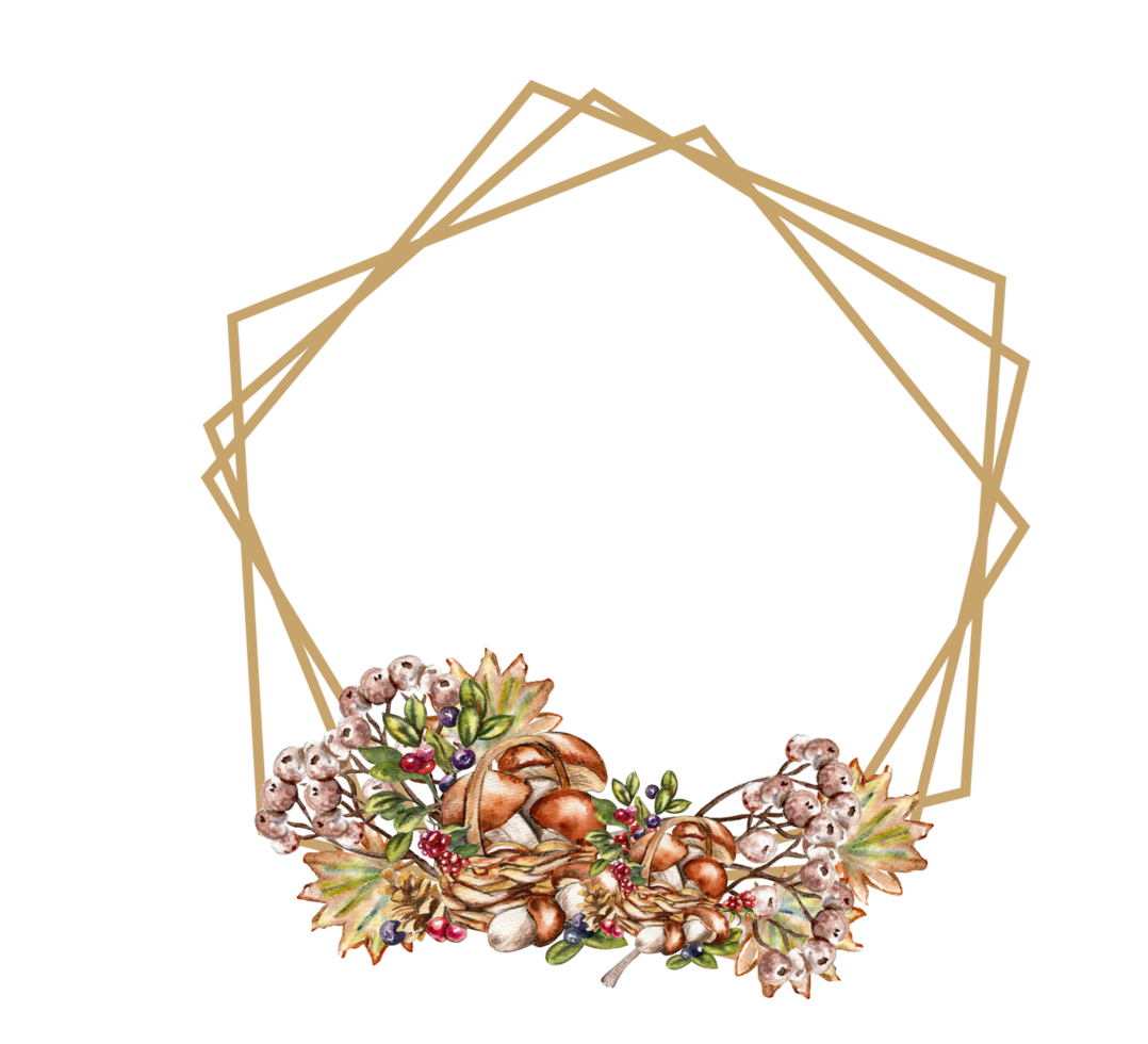Fall wreath with mushrooms png