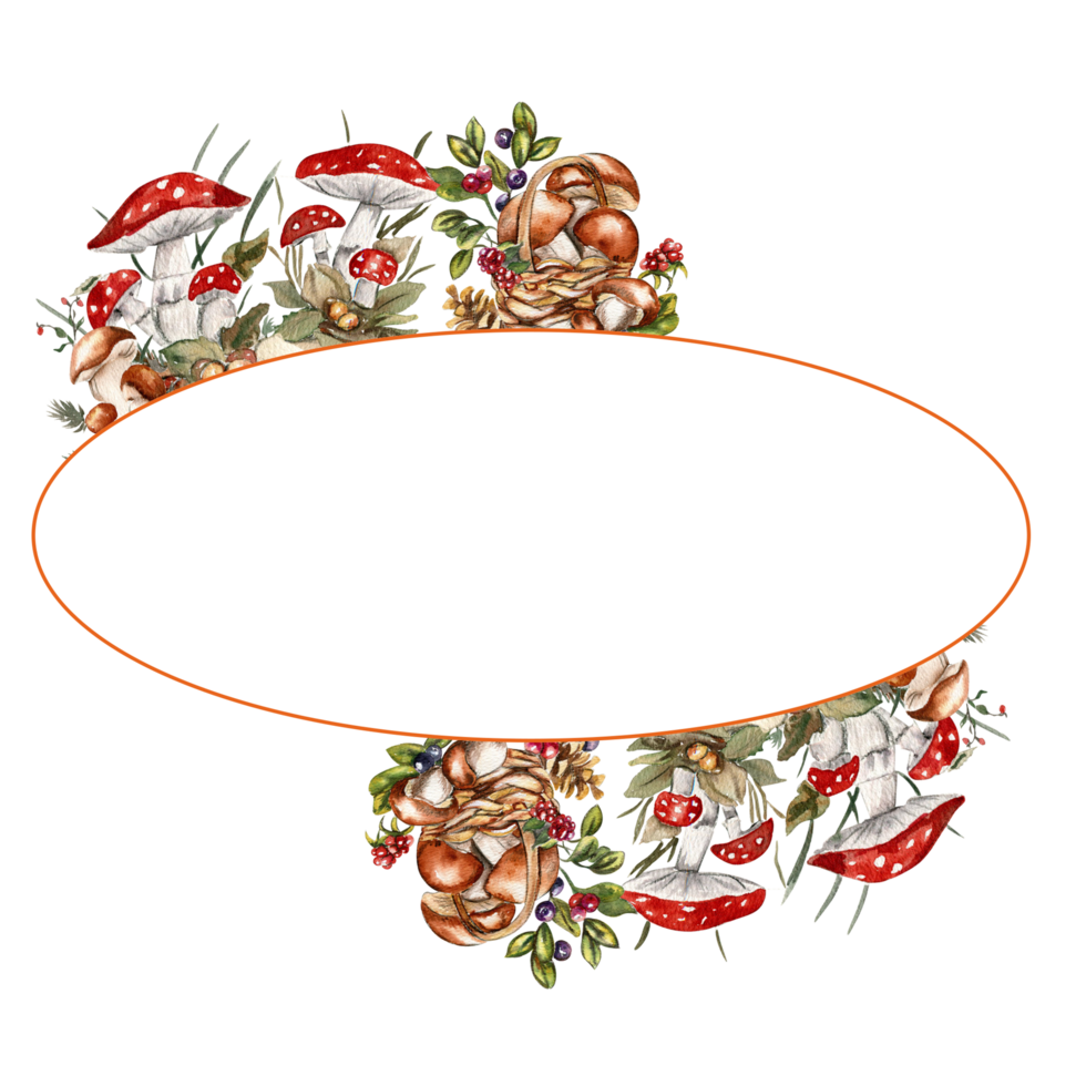 Fall wreath with mushrooms png