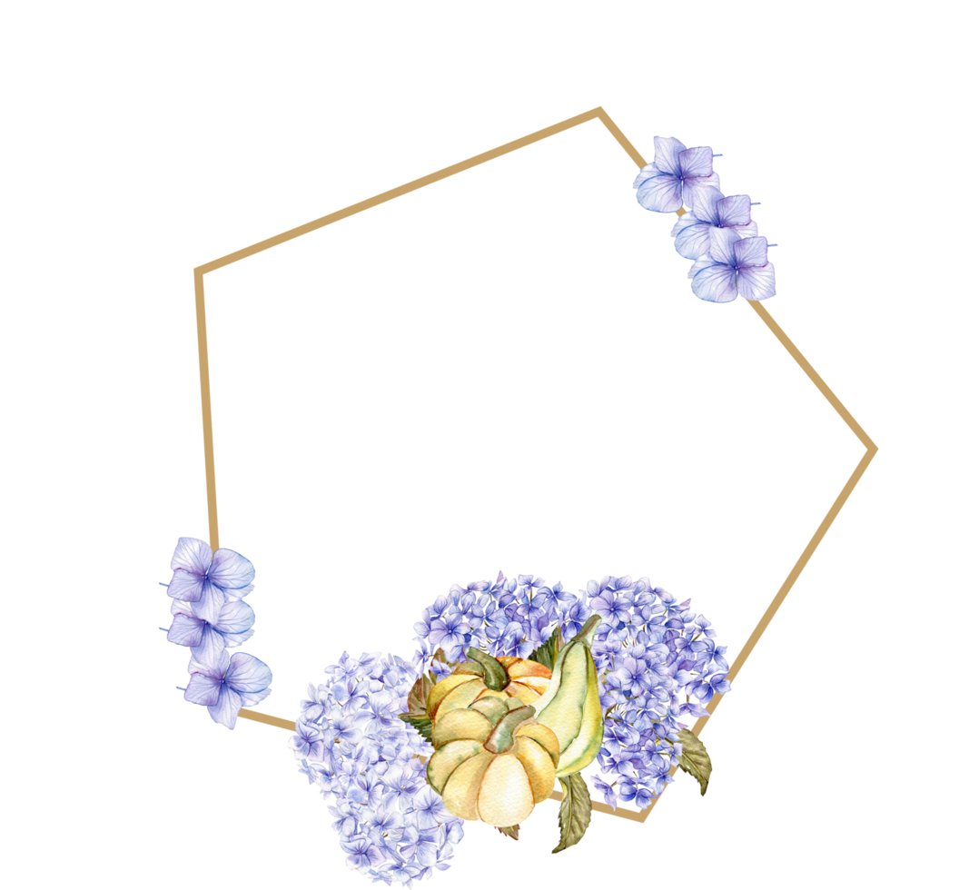 Fall wreath with blue hydrangea png