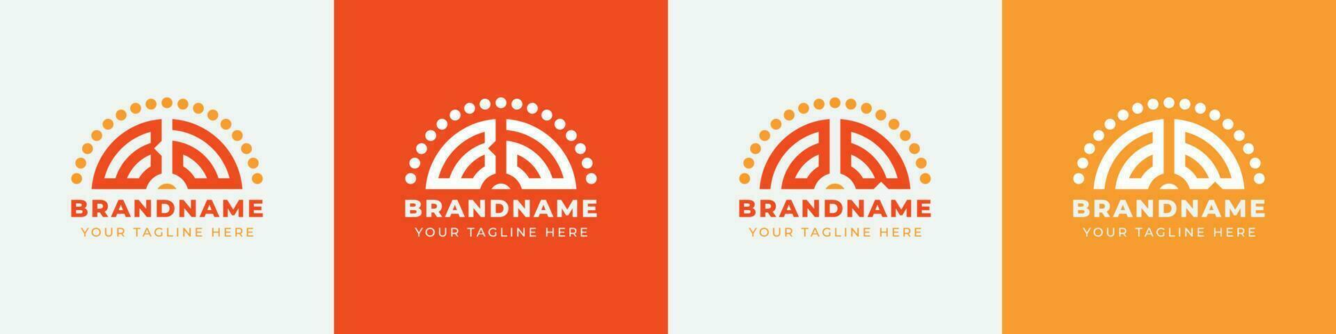 Letter AB and BA Sunrise  Logo Set, suitable for any business with AB or BA initials. vector
