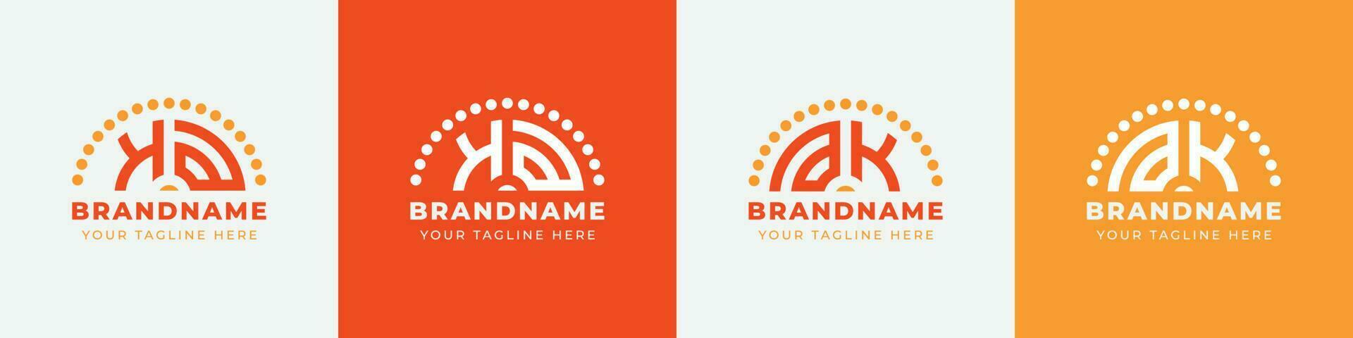 Letter AK and KA Sunrise  Logo Set, suitable for any business with AK or KA initials. vector