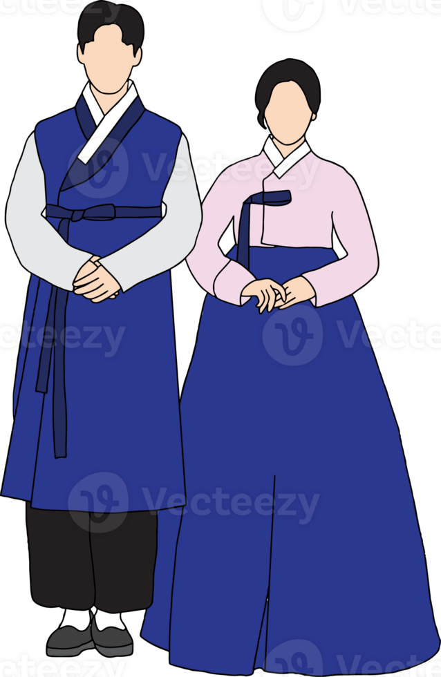 Couple wear Hanbok, Korean dress. 24492203 PNG