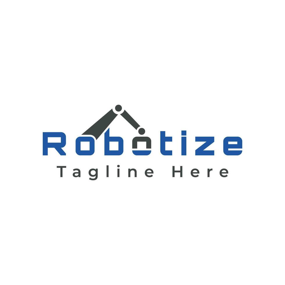 Robotize Logotype, A wordmark created from a stylized typography of the word Robotize with the addition of a minimal element to the letter O and I. vector