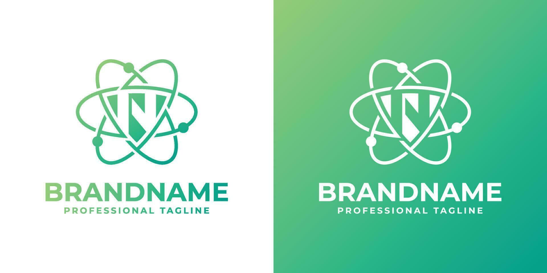 Letter N Cyber Security or Atom Logo, suitable for any business related to shield, cyber security, technology, or Atom with N initials. vector