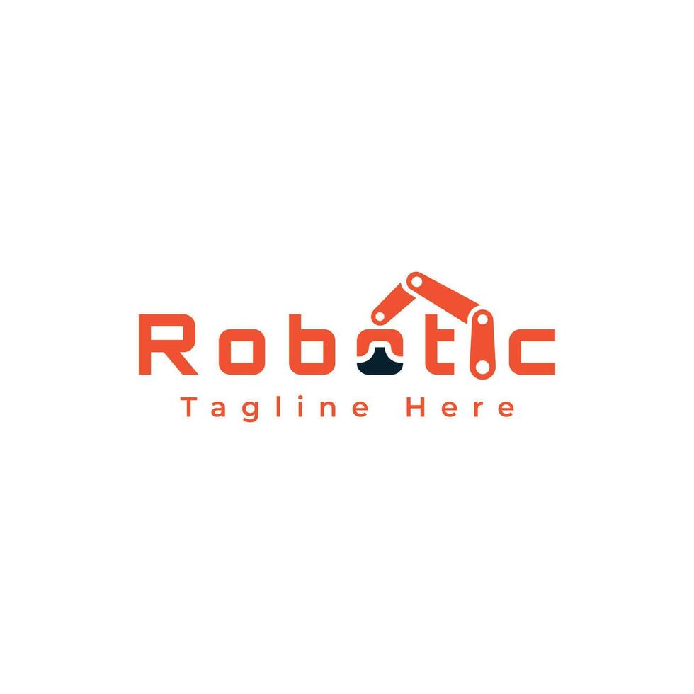 Robotic Logotype, A wordmark created from a stylized typography of the word Robotic with the addition of a minimal element to the letter O and I. vector