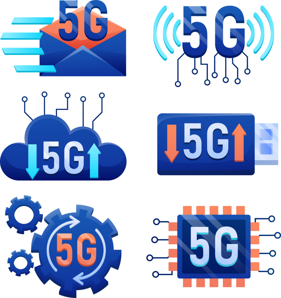 Mobile wireless 5th generation technology element design illustration. 5G wireless network technology concept png