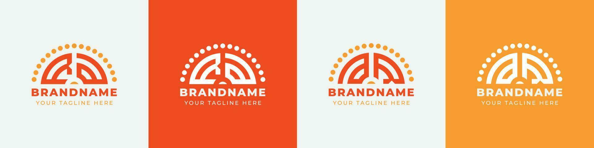 Letter AR and RA Sunrise  Logo Set, suitable for any business with AR or RA initials. vector