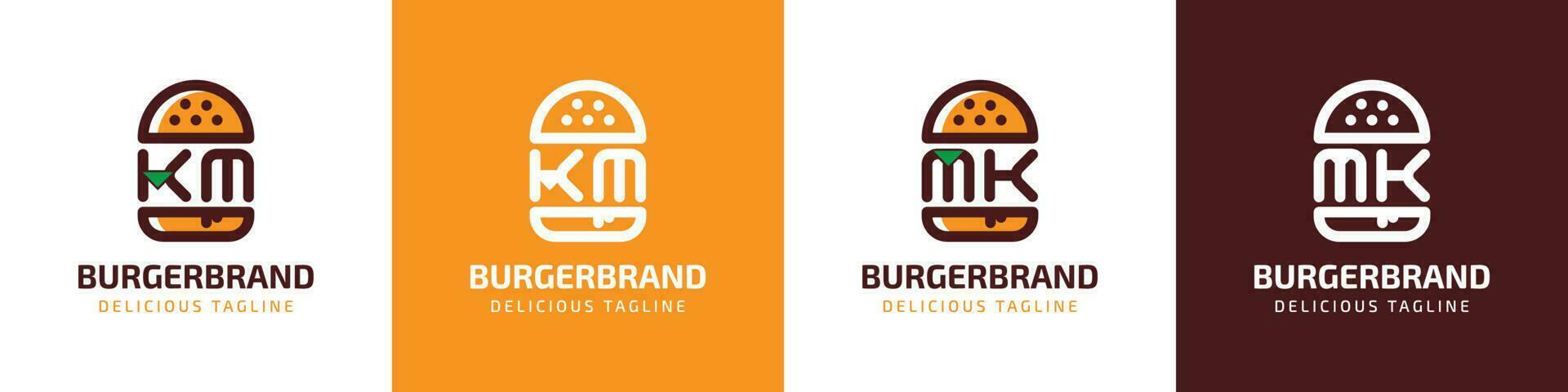 letra km y mk hamburguesa logo, adecuado para ninguna negocio relacionado a hamburguesa con km o mk iniciales. vector