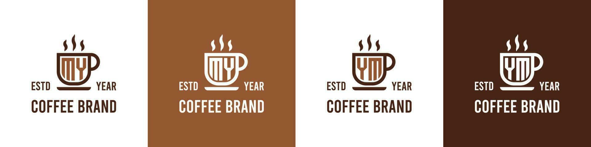 letra mi y ym café logo, adecuado para ninguna negocio relacionado a café, té, o otro con mi o ym iniciales. vector