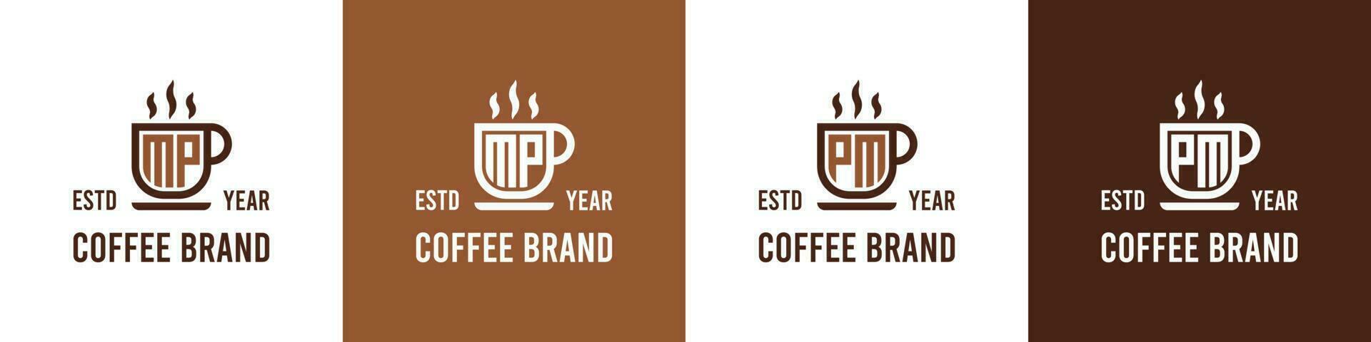 letra mp y pm café logo, adecuado para ninguna negocio relacionado a café, té, o otro con mp o pm iniciales. vector