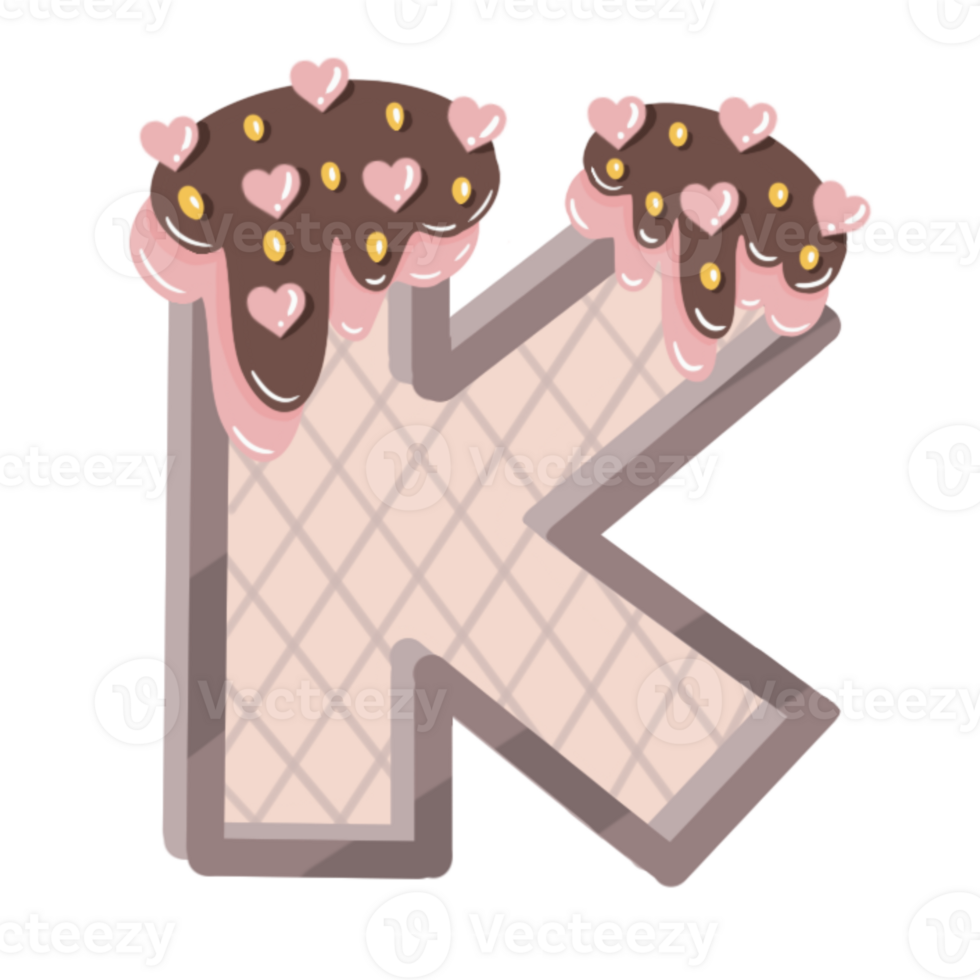 A to Z alphabet cookies coated with chocolate and strawberry and topped with heart-shaped png