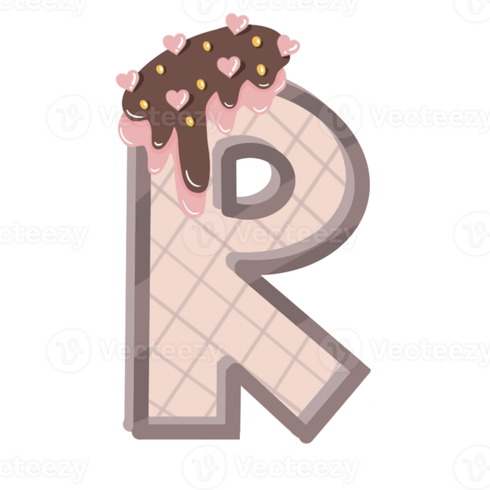 A to Z alphabet cookies coated with chocolate and strawberry and topped with heart-shaped png