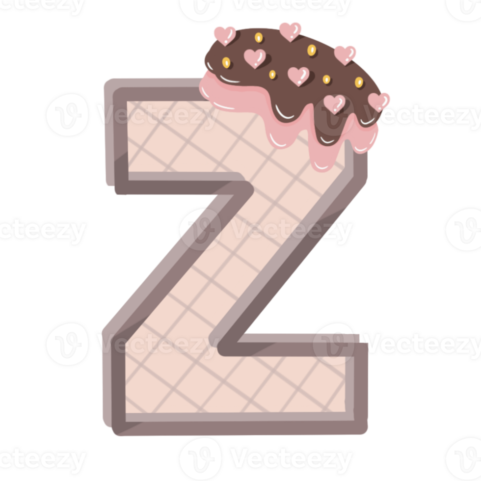 A to Z alphabet cookies coated with chocolate and strawberry and topped with heart-shaped png