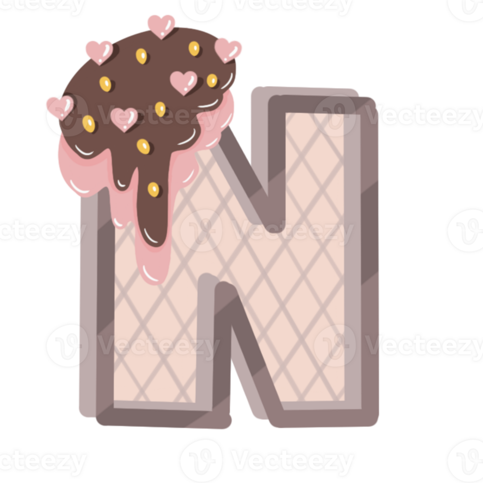 A to Z alphabet cookies coated with chocolate and strawberry and topped with heart-shaped png