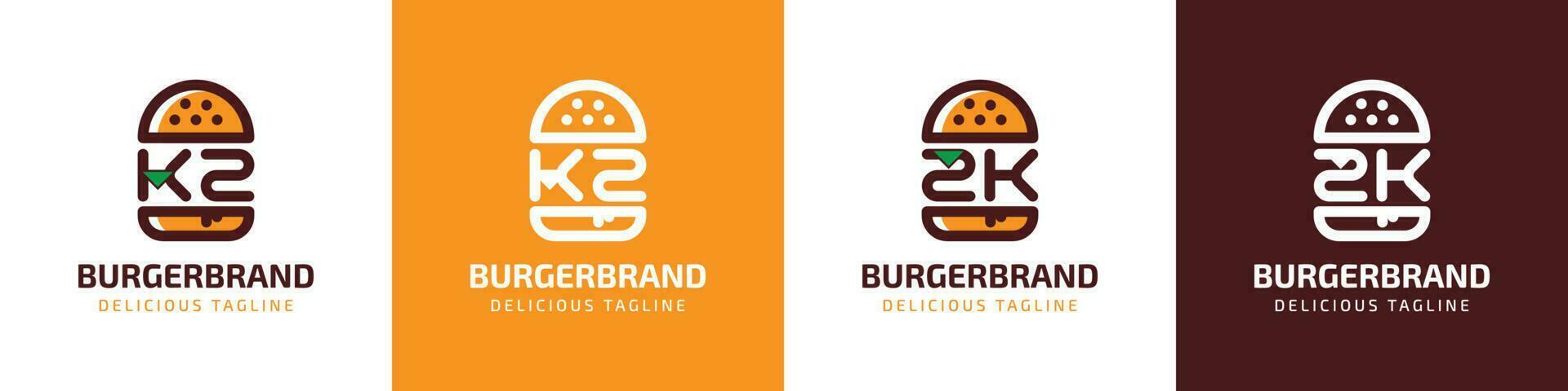 letra kz y zk hamburguesa logo, adecuado para ninguna negocio relacionado a hamburguesa con kz o zk iniciales. vector