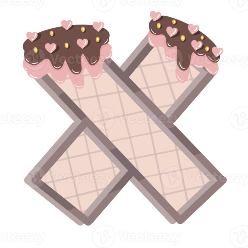 A to Z alphabet cookies coated with chocolate and strawberry and topped with heart-shaped png