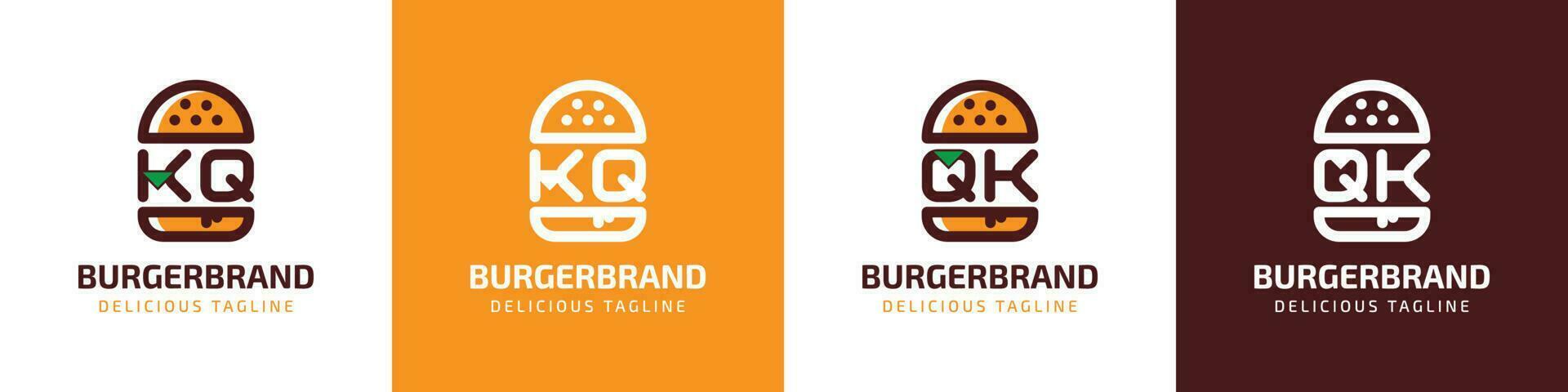 Letter KQ and QK Burger Logo, suitable for any business related to burger with KQ or QK initials. vector