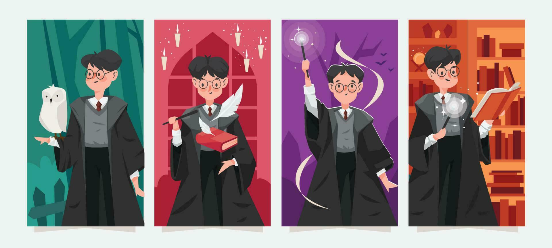 Young Wizard Casting Magic Spell vector