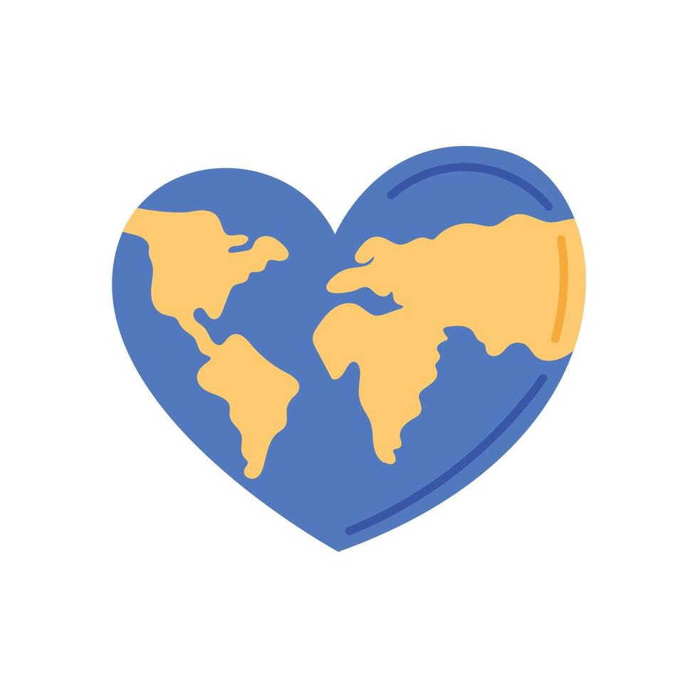 world planet earth heart icon vector