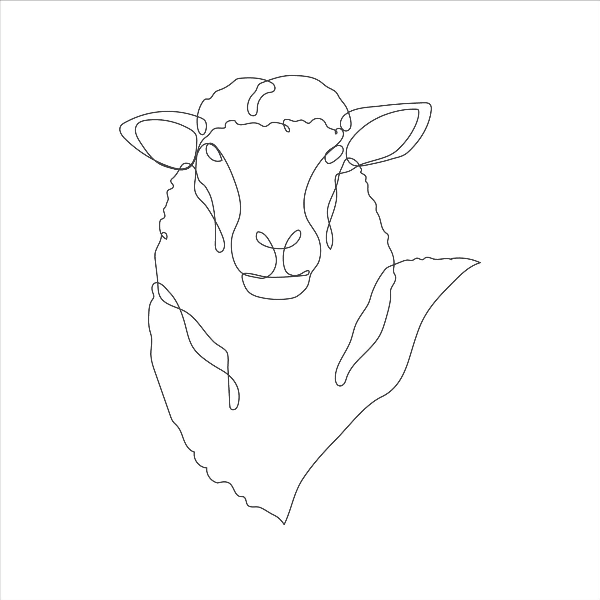 Sheep head in continuous line drawing style. Lamb head line art icon