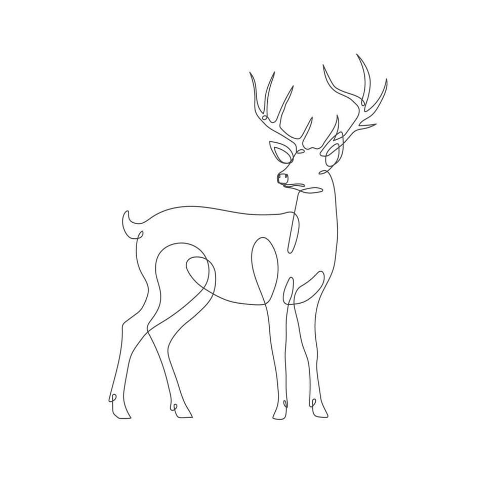 Deer line art icon. Deer continuous line drawing. Deer one line draw