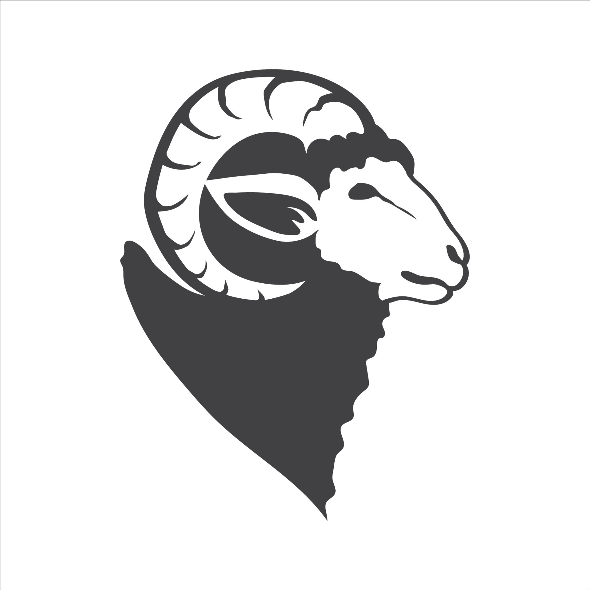 Sheep head with horns icon. Lamb head symbol icon design. Sheep head ...