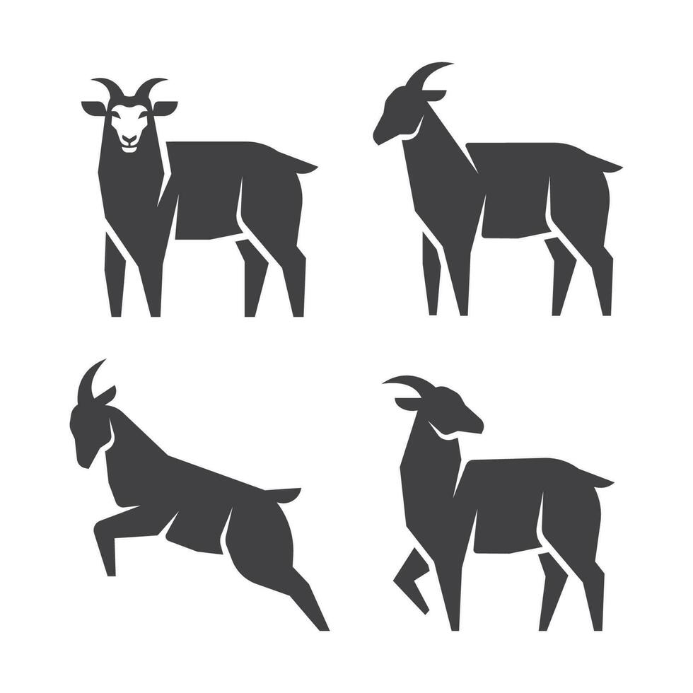 Goat vector icon set. Goat symbol silhouette. Goat animal geometric logo design pack. Goat geometric sign. Vector illustration.