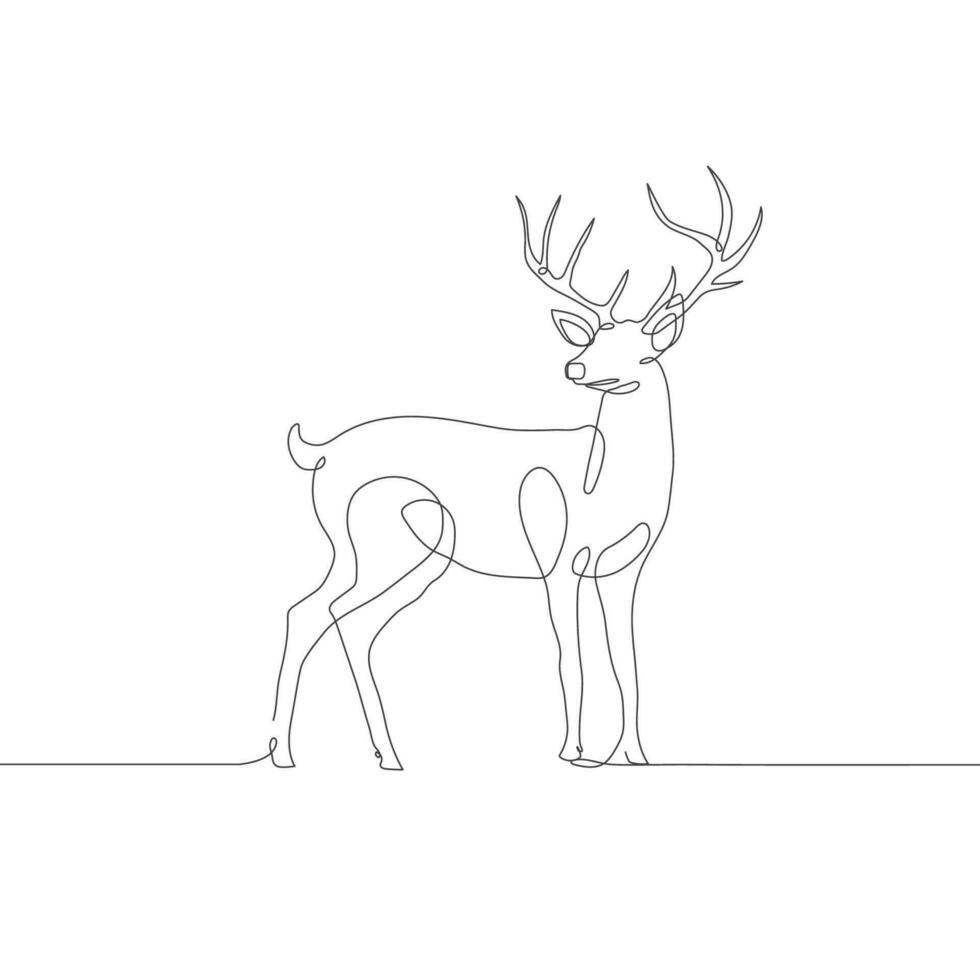 Deer line art icon. Deer continuous line drawing. Deer one line draw graphic vector. Vector illustration