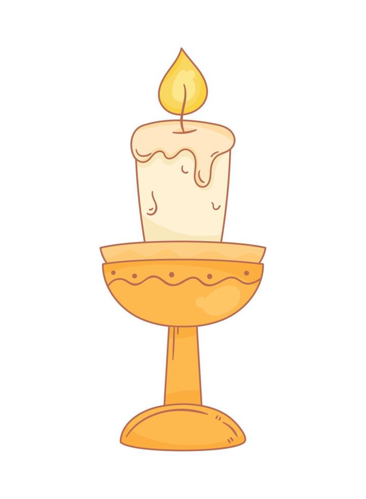 vela en dorado candelabro icono vector