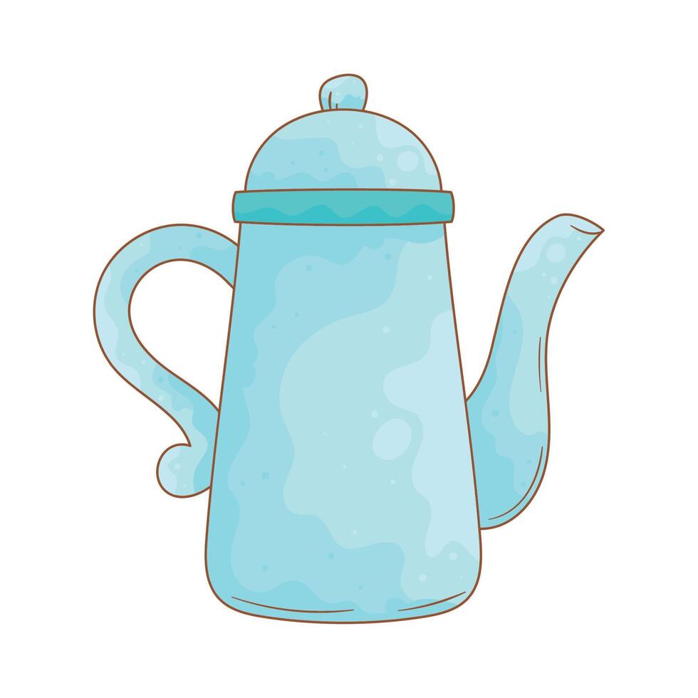 blue teapot utensil isolated icon vector