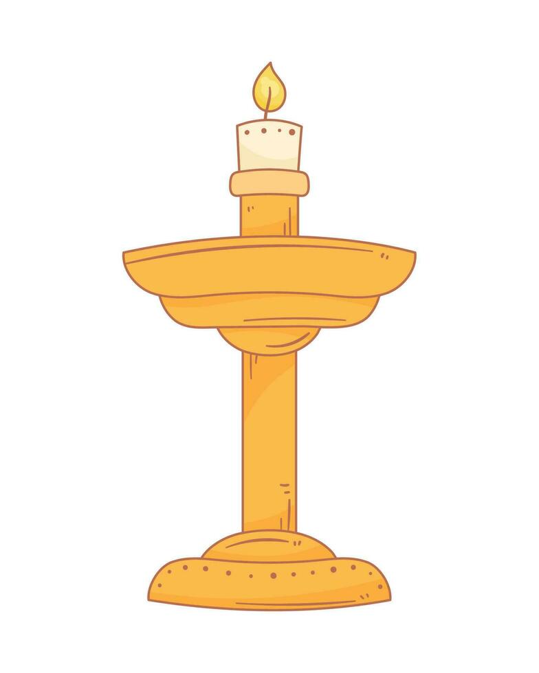 dorado candelabro con vela icono vector