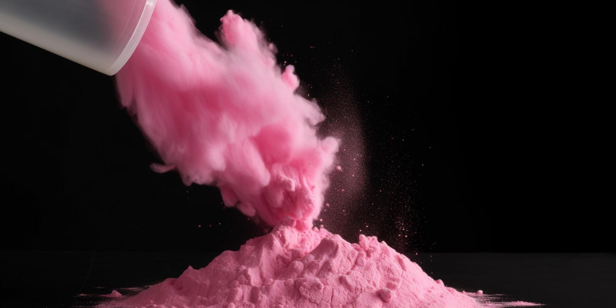 Pink powder is dropped into pile photo