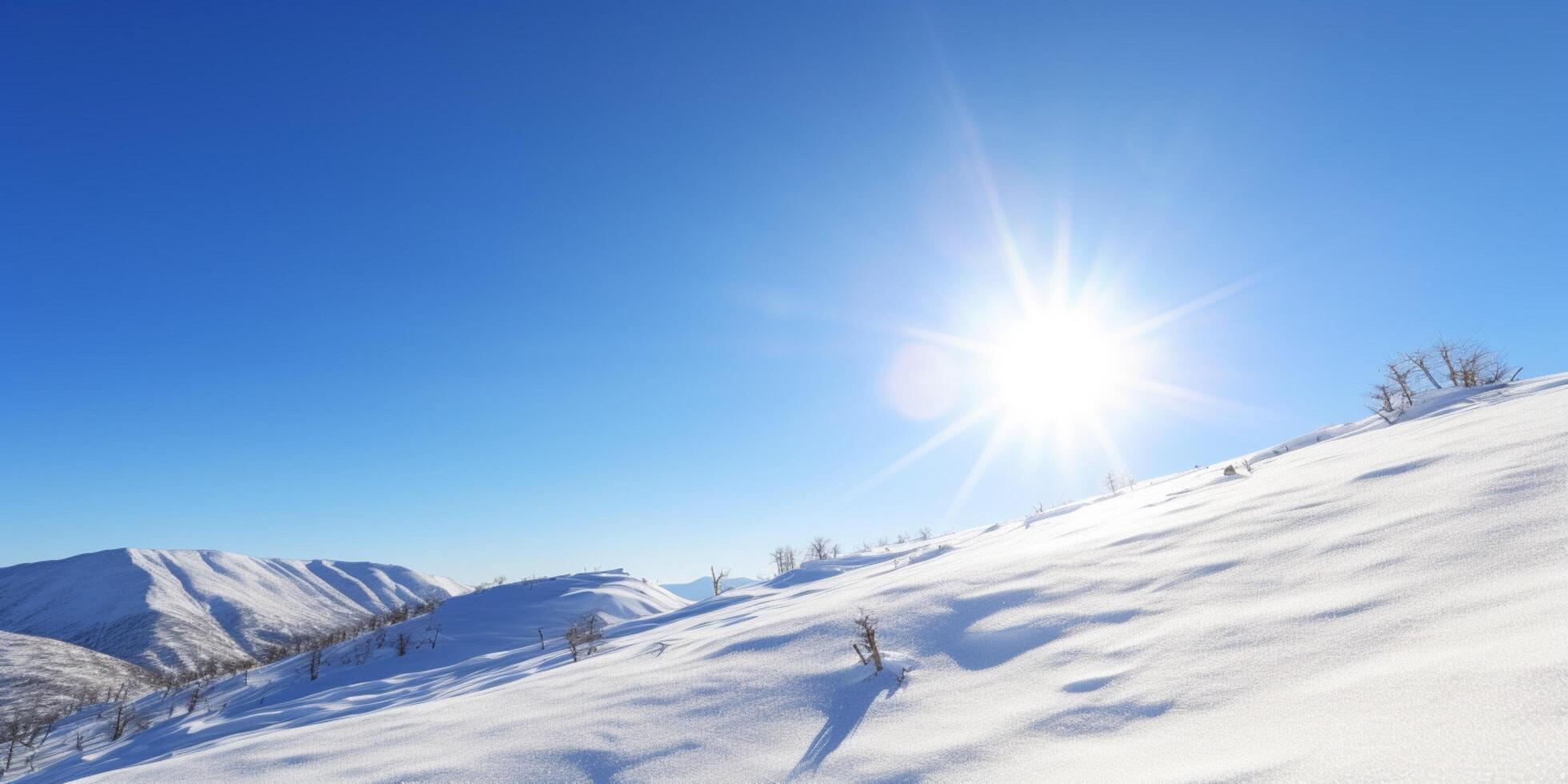 Snow covered landscapes and mountains in background photo