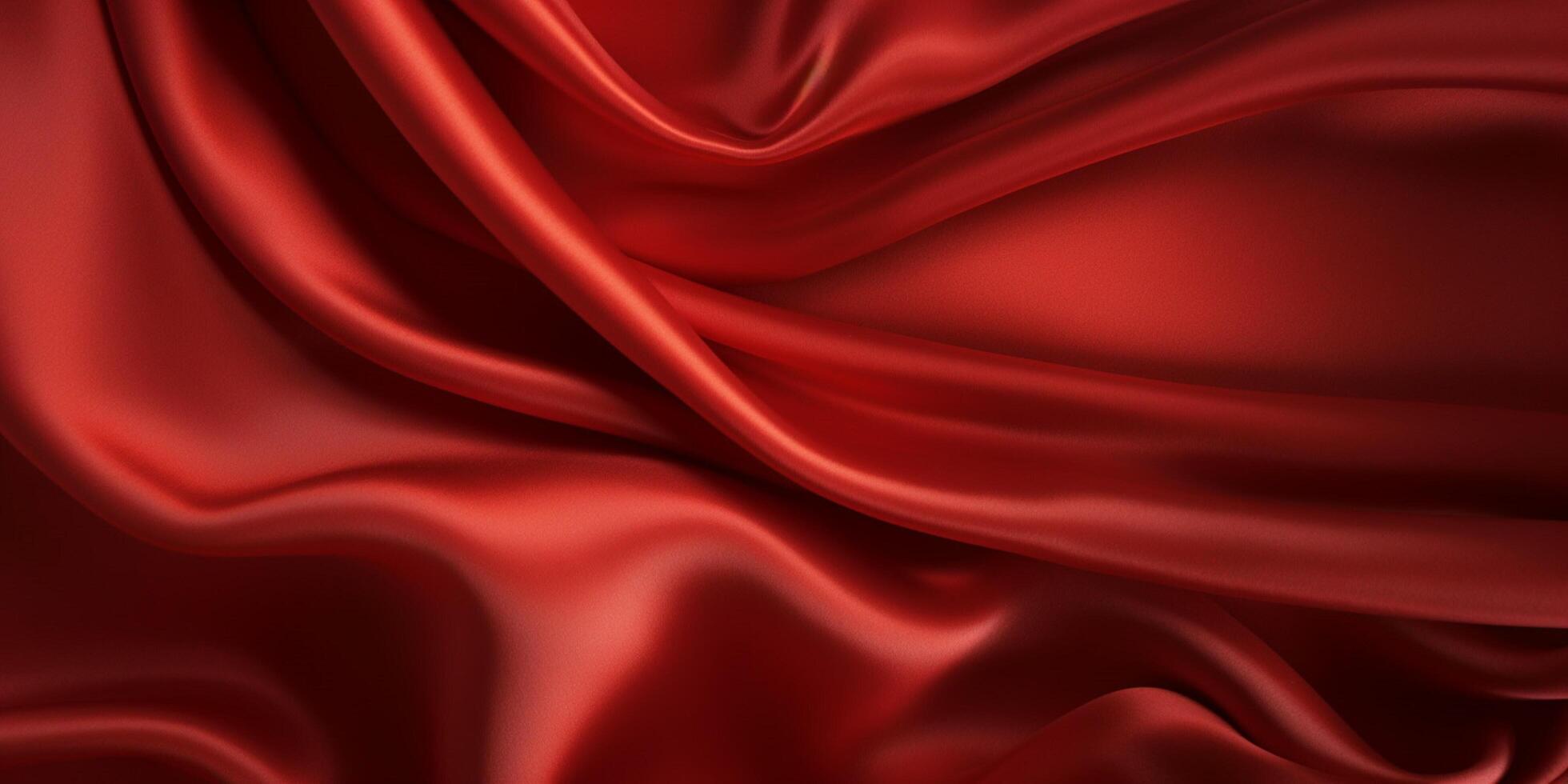 rojo seda tela con suave ola ai generado foto