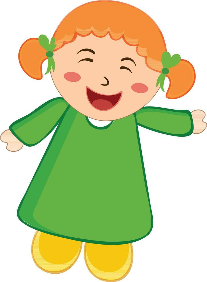 Character of a cute and cheerful girl. vector