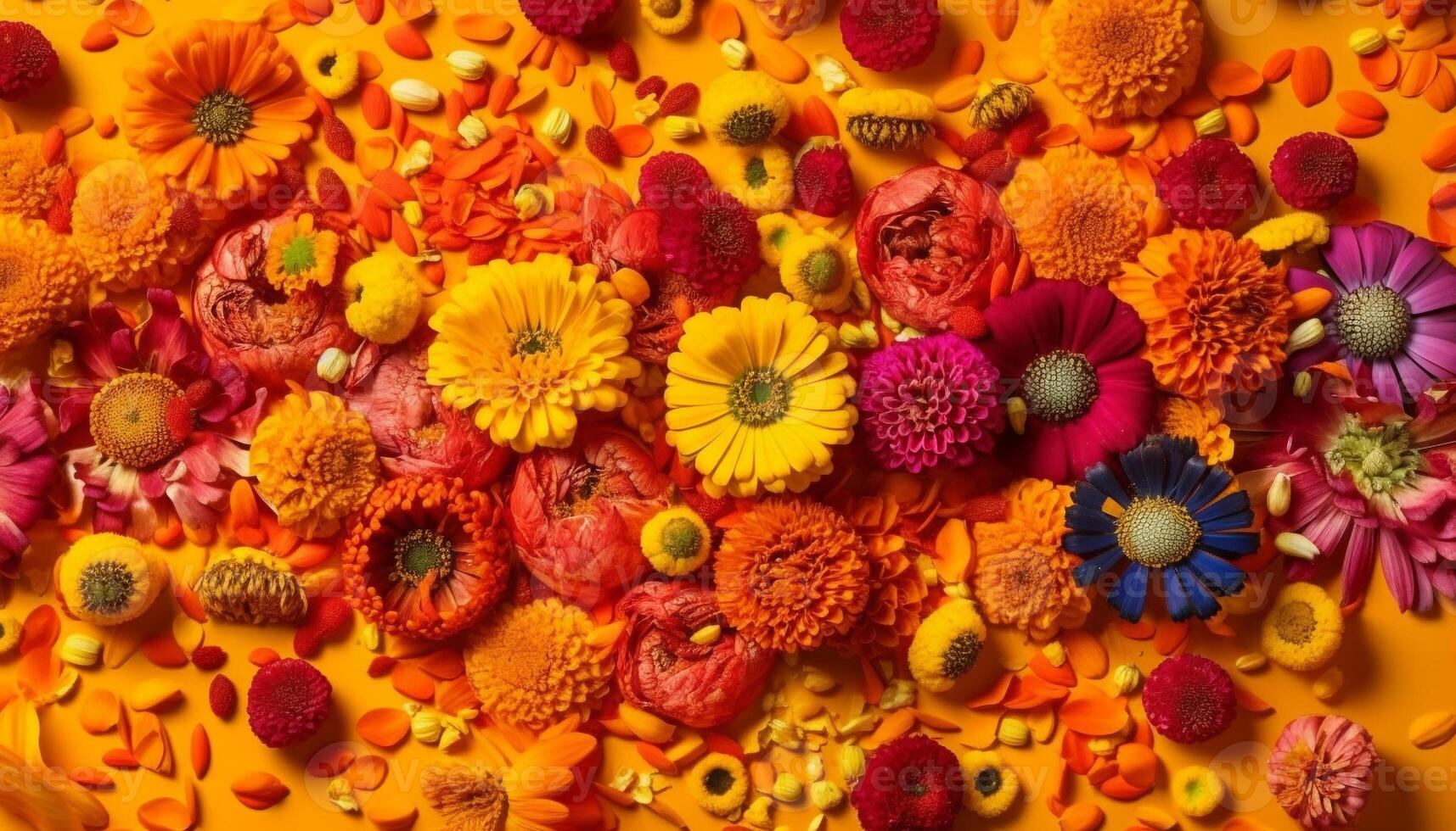 Vibrant colors in a bouquet of fresh flowers generated by AI photo